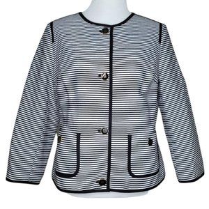 Talbots Black and White Striped Blazer